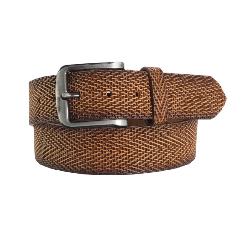 Leren Riem Bruin Print