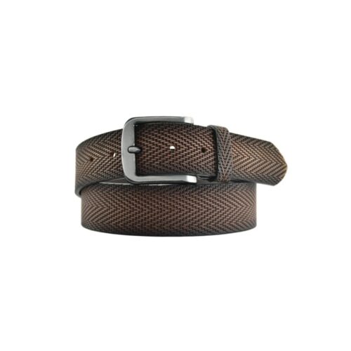 Leren Riem Donkerbruin Print