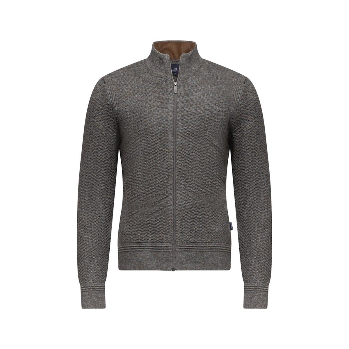 Sliktaa Vest cardigan jas voor heren, grof gebreid, met rechte kraag, slim fit, jas, 8 kleuren, Grijs, S